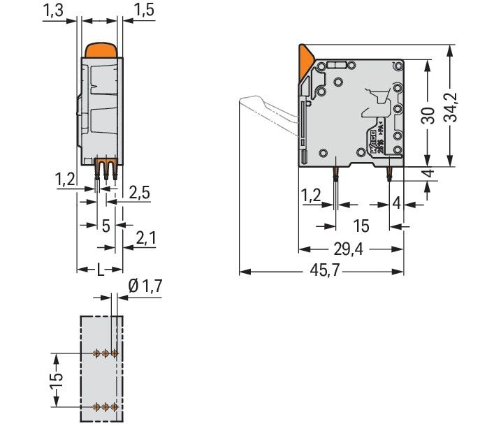 Leiterplattenklemme Hebel 2616-3101