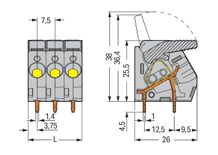 Leiterplattenklemme Hebel 2706-102/000-015