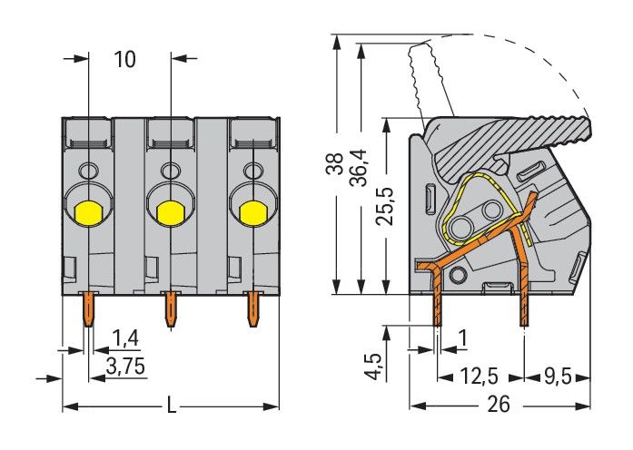 Leiterplattenklemme Hebel 2706-205/000-004