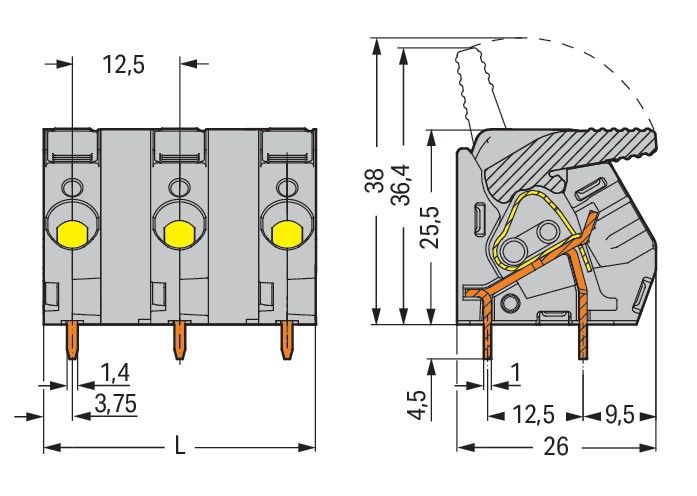 Leiterplattenklemme Hebel 2706-312