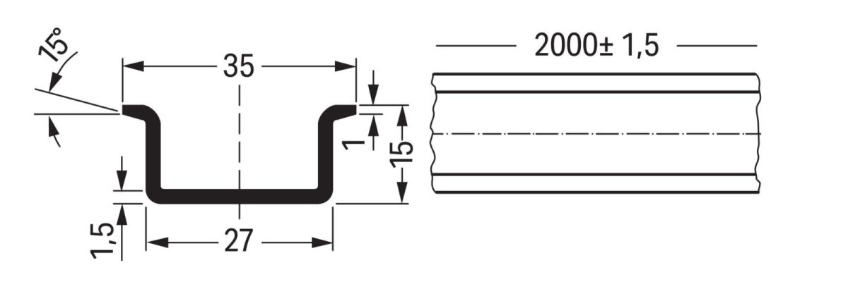 Stahltragschiene 35x15mm 210-506