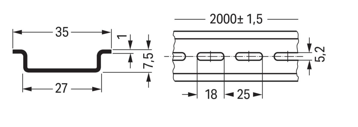 Stahltragschiene 35x7,5mm 210-115