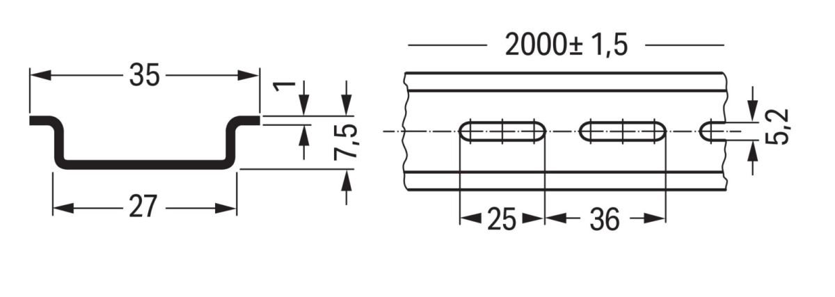 Stahltragschiene 35x7,5mm 210-504