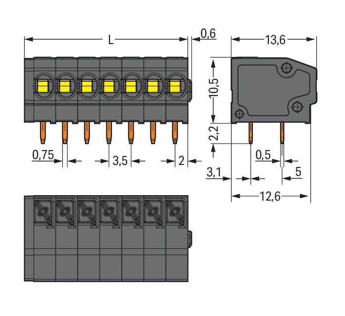 THR-Leiterplattenklemme 805-305/200-604/997-