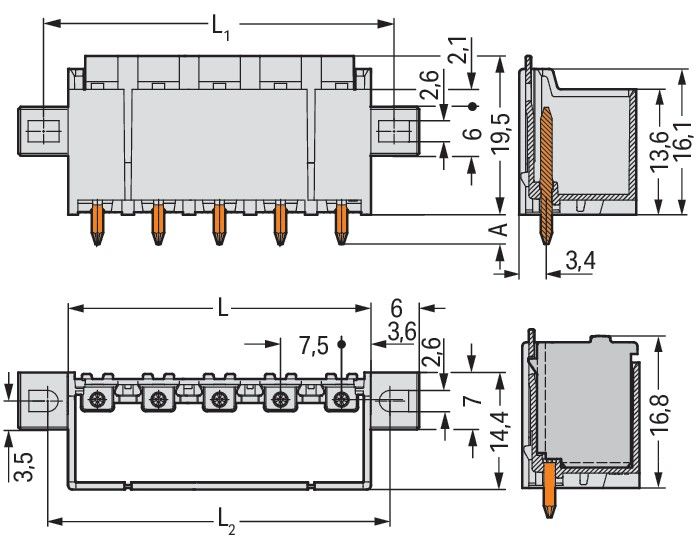 THR-Stiftleiste Lötstift 2092-3402/205-000