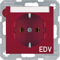 SCHUKO-Steckdose 47508915 rot glänzend Aufdruck EDV