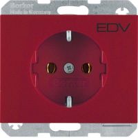 SCHUKO-Steckdose 47157115 rot glänzend Aufdruck EDV