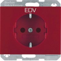 SCHUKO-Steckdose 47357115 rot glänzend Aufdruck EDV