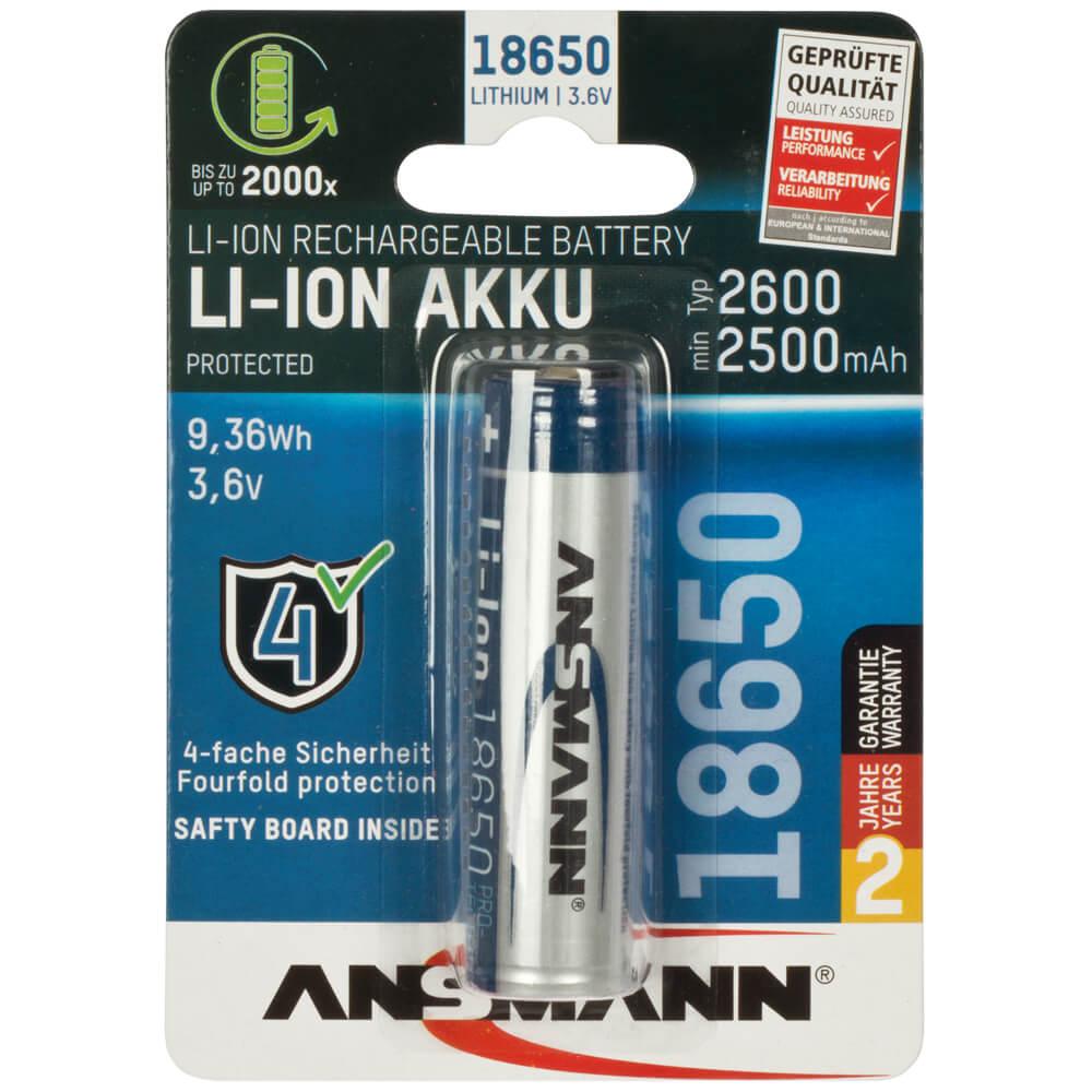 LI-ION-Akku 18650 Rundzelle 3,6V Blisterware 2600 mAh