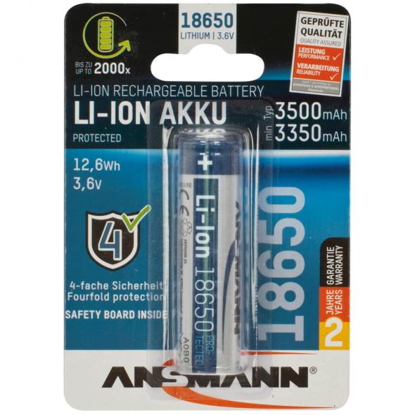 LI-ION-Akku 18650 Rundzelle 3,6V Blisterware 3500 mAh