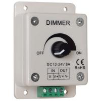 LED-Dimmer mit Poti für FlexstreifenAnschluss sekundär am Netzteil 12-24V-DC 8A 96/198VA