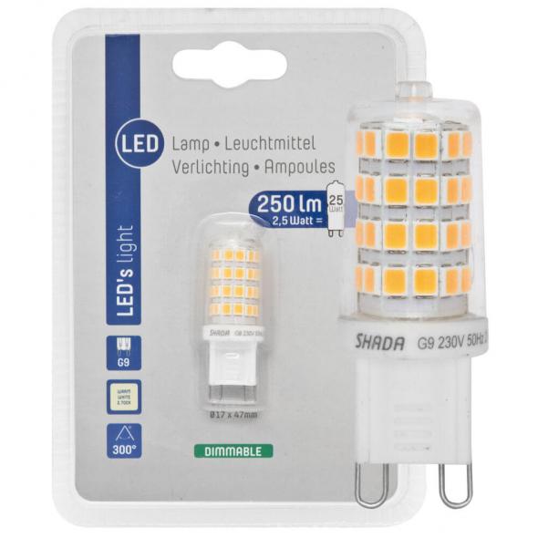 LED-Stiftsockellampe klar G9/230V/2,5W (25W) 250 lm 2700K dimmbar