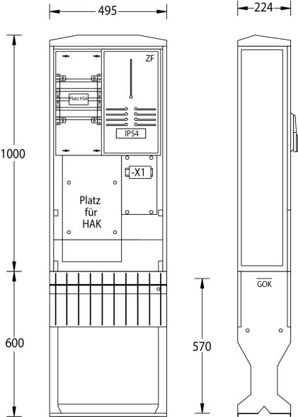 Zähleranschlußsäule ZAS-1-FL-S Netze BW