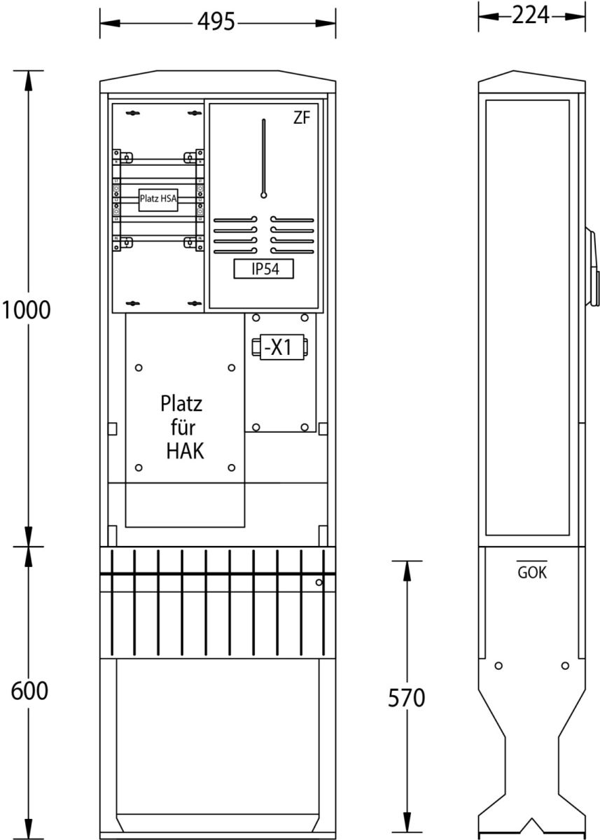 Zähleranschlußsäule ZAS-1-FL-S Netze BW