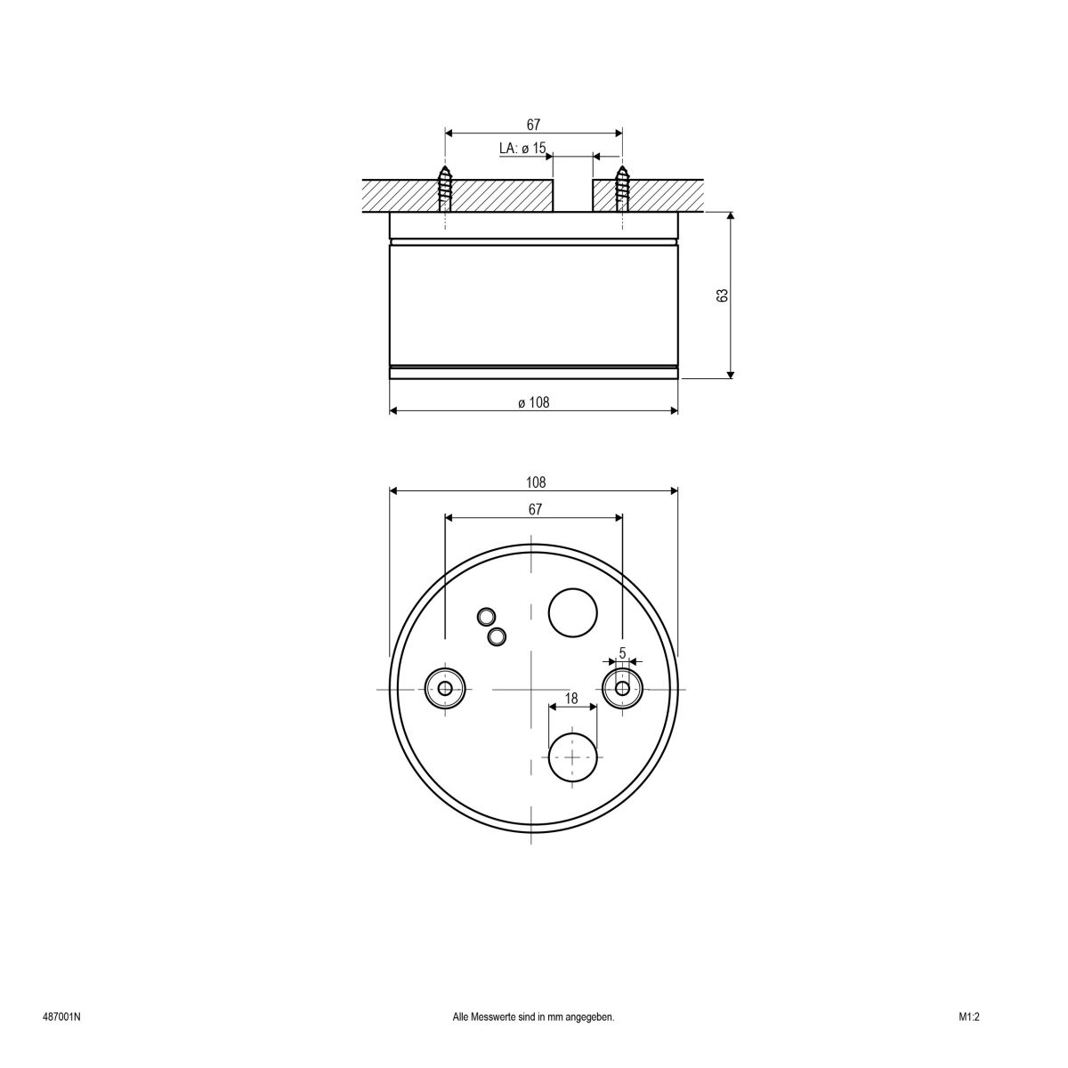 Decken-/Wandleuchte 487001N ws