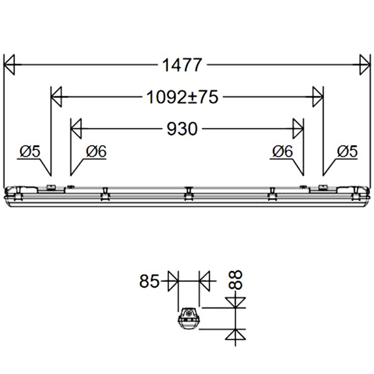 LED-Feuchtraumleuchte 167 15L100G2 AUS