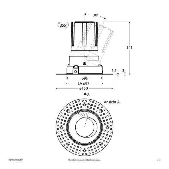 LED-Einbauleuchte modular F02R14AM1830L38D