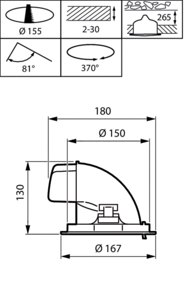 LED-Einbaustrahler RS782B39S830WIAEMBWH