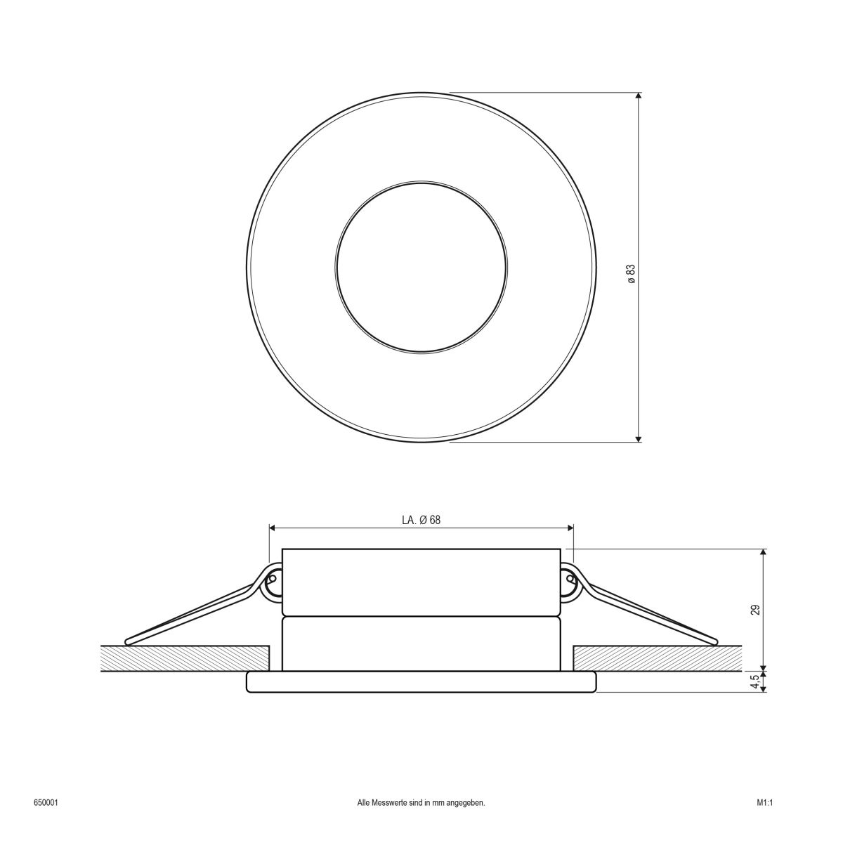 Deckeneinbauleuchte 650001