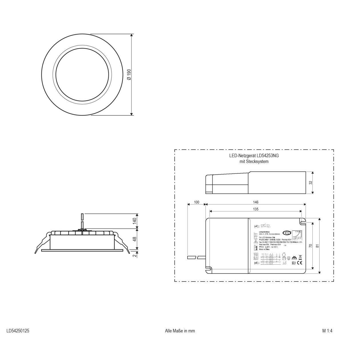 LED-Downlight IP54 LD54250125