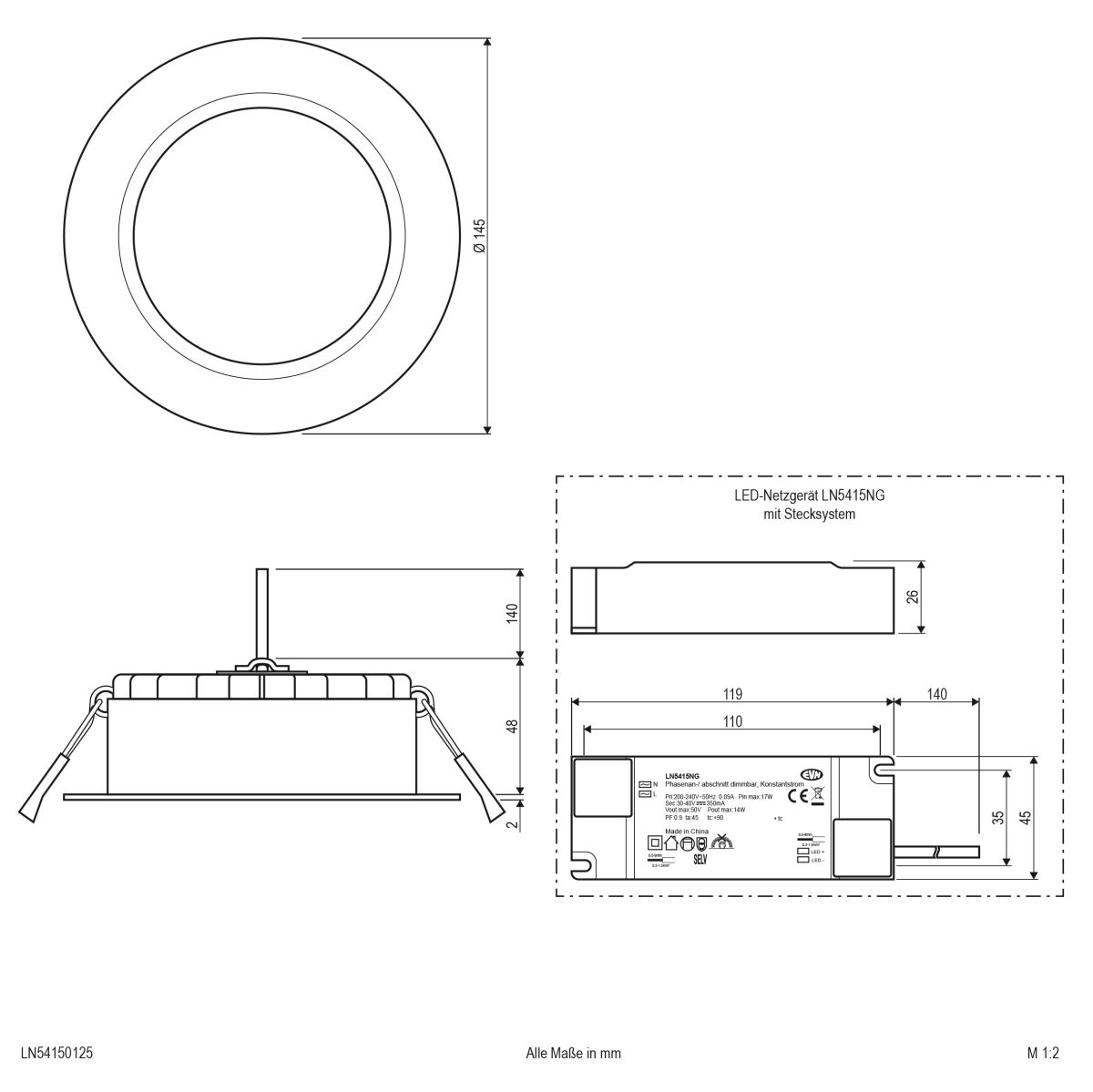 LED-Downlight IP54 LN54150125