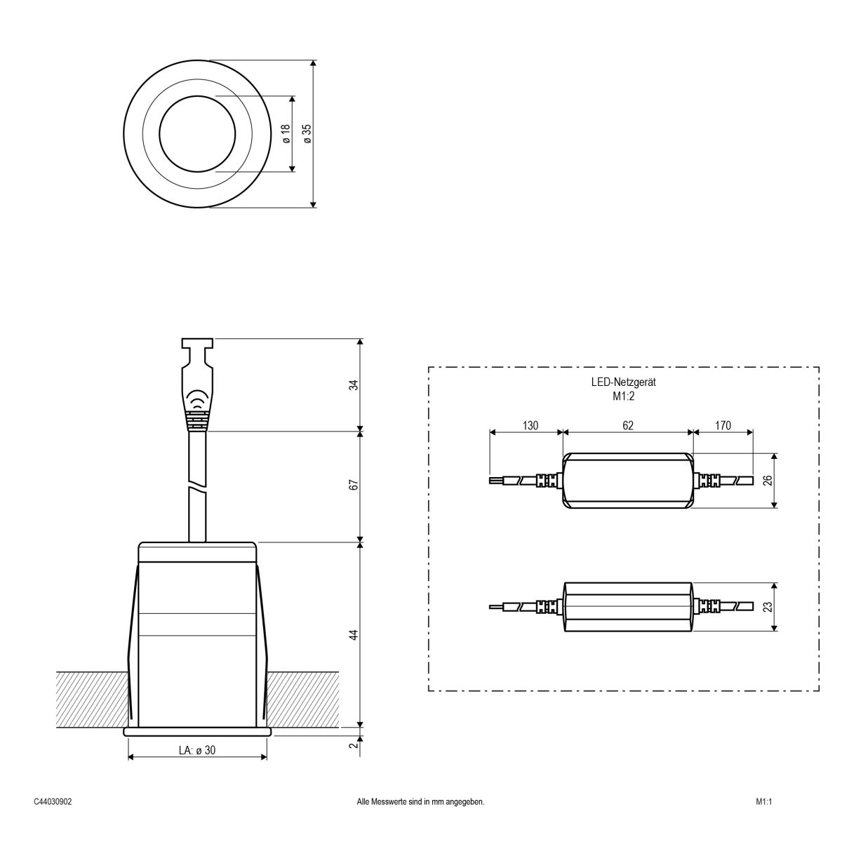 LED Downlight mit Netzteil C44030902