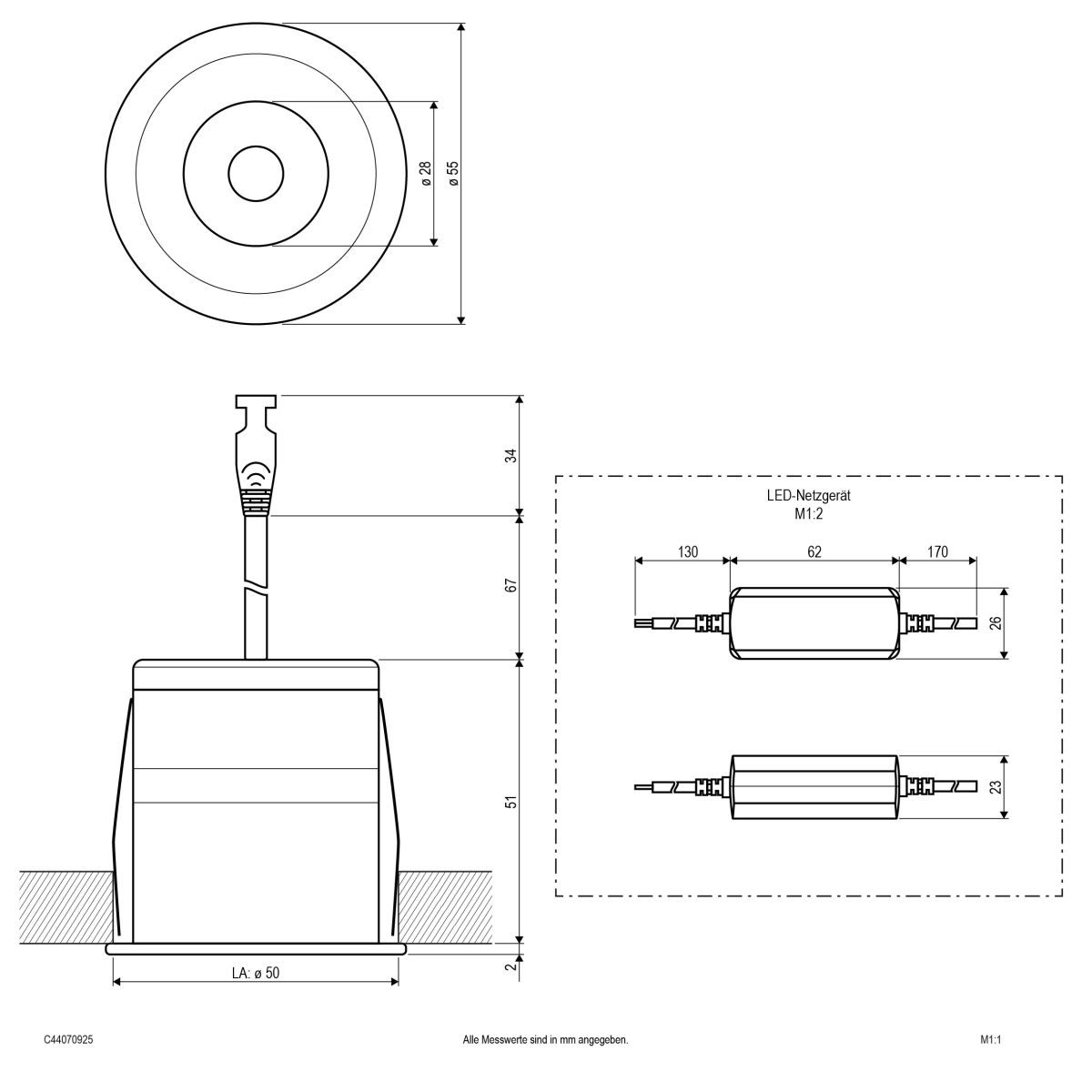 LED Downlight mit Netzteil C44070925