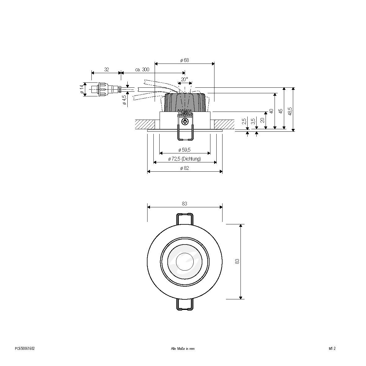 LED-Einbauleuchte IP65 PC650061602