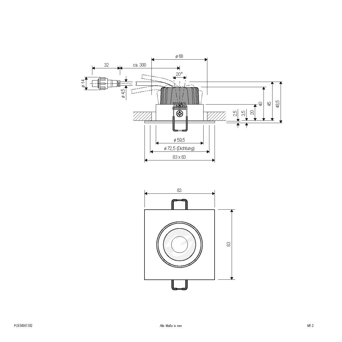 LED-Einbauleuchte IP65 PC654061302