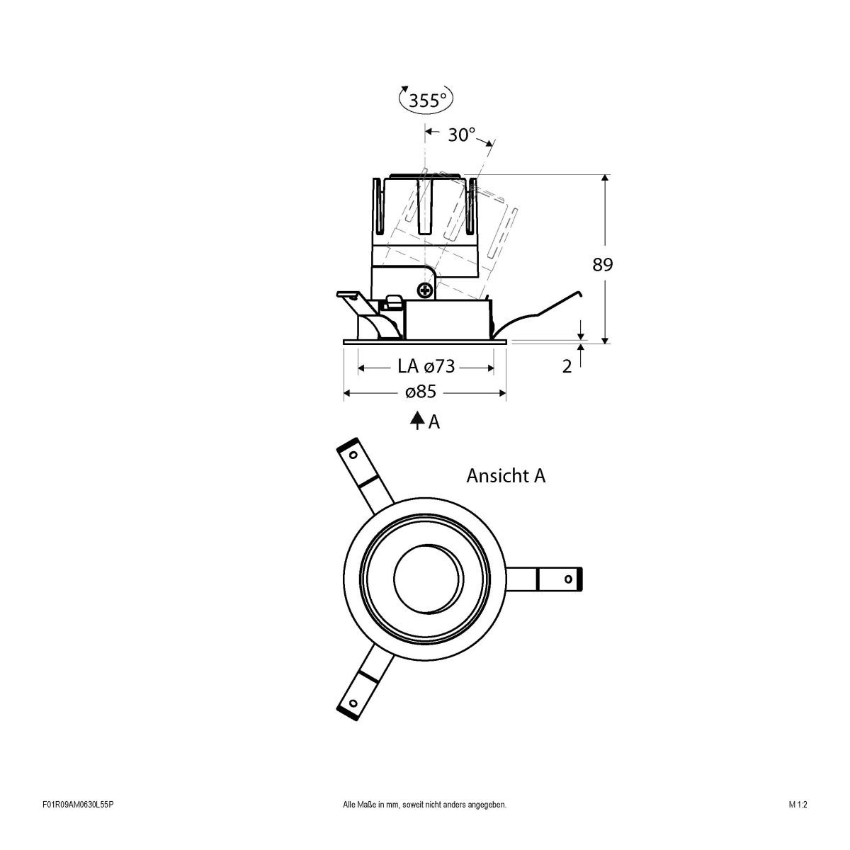 LED-Einbauleuchte modular F01R09AM0630L55P