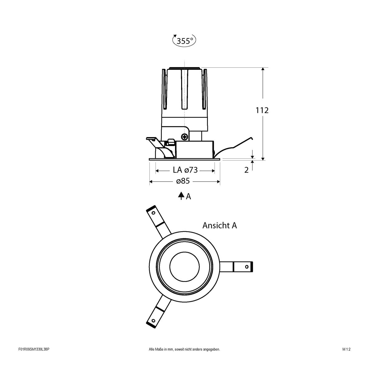 LED-Einbauleuchte modular F01R09SM1330L38P