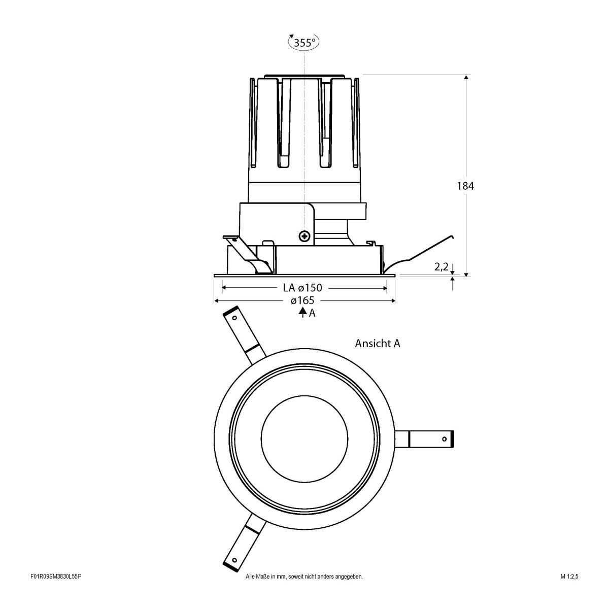 LED-Einbauleuchte modular F01R09SM3830L55P