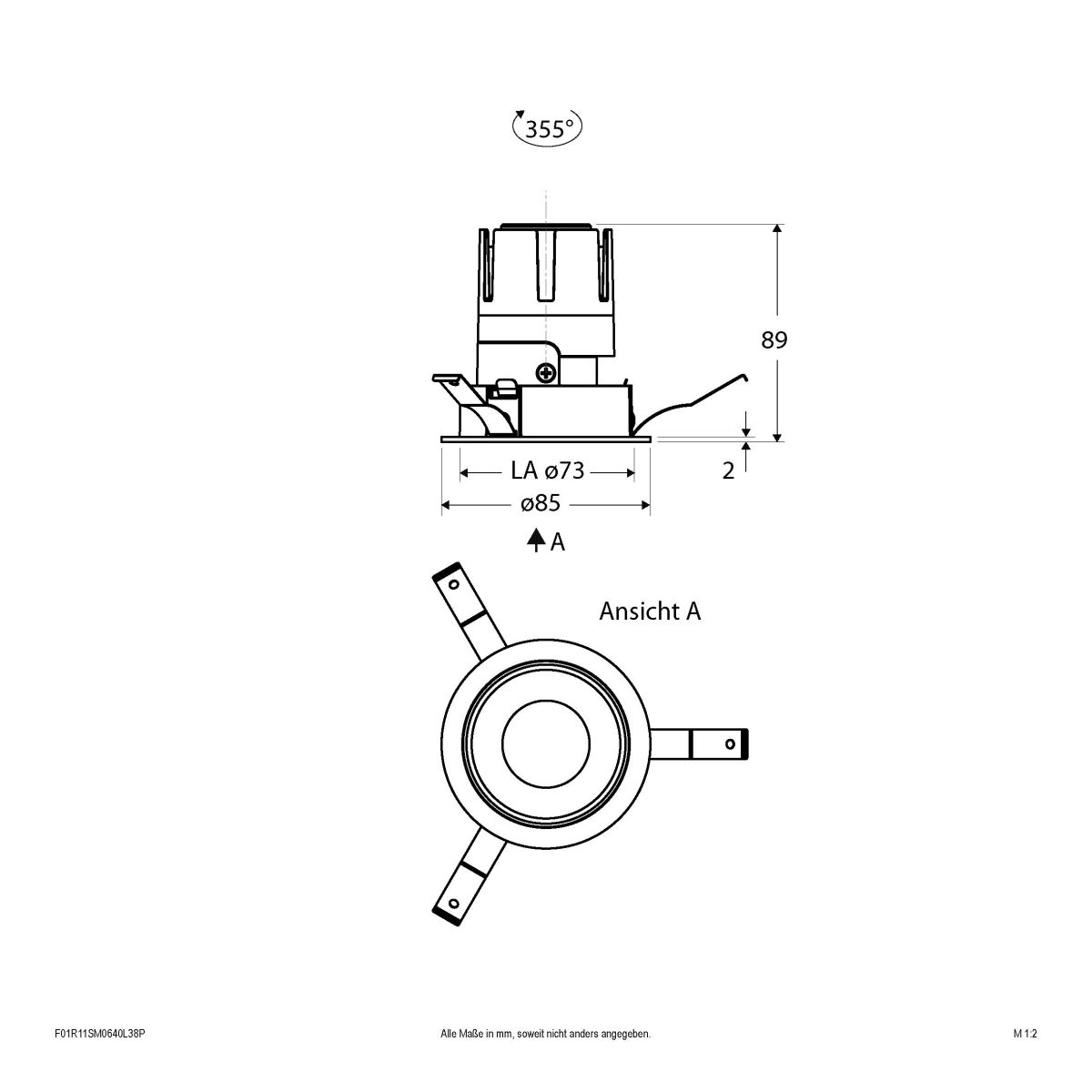 LED-Einbauleuchte modular F01R11SM0640L38P