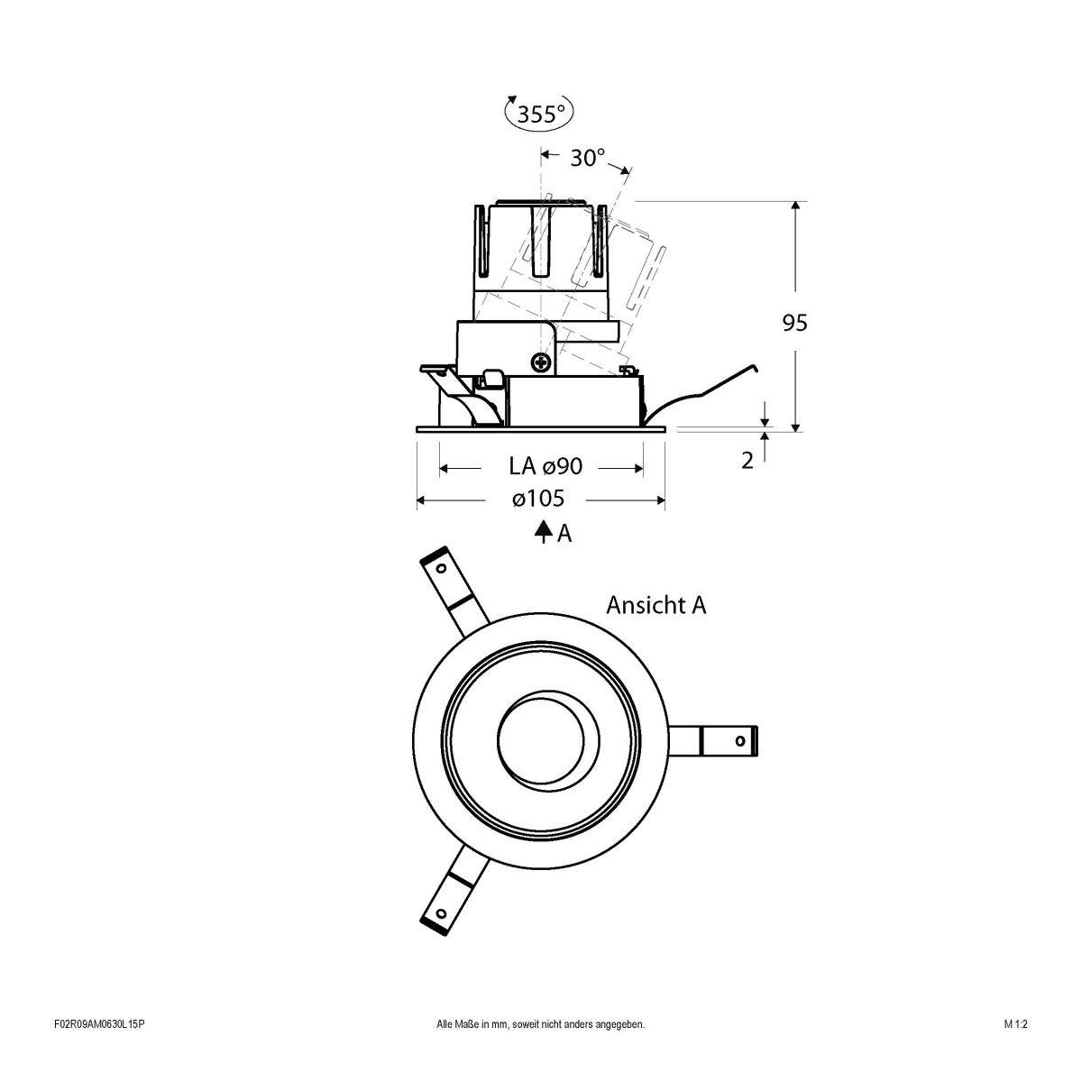 LED-Einbauleuchte modular F02R09AM0630L15P