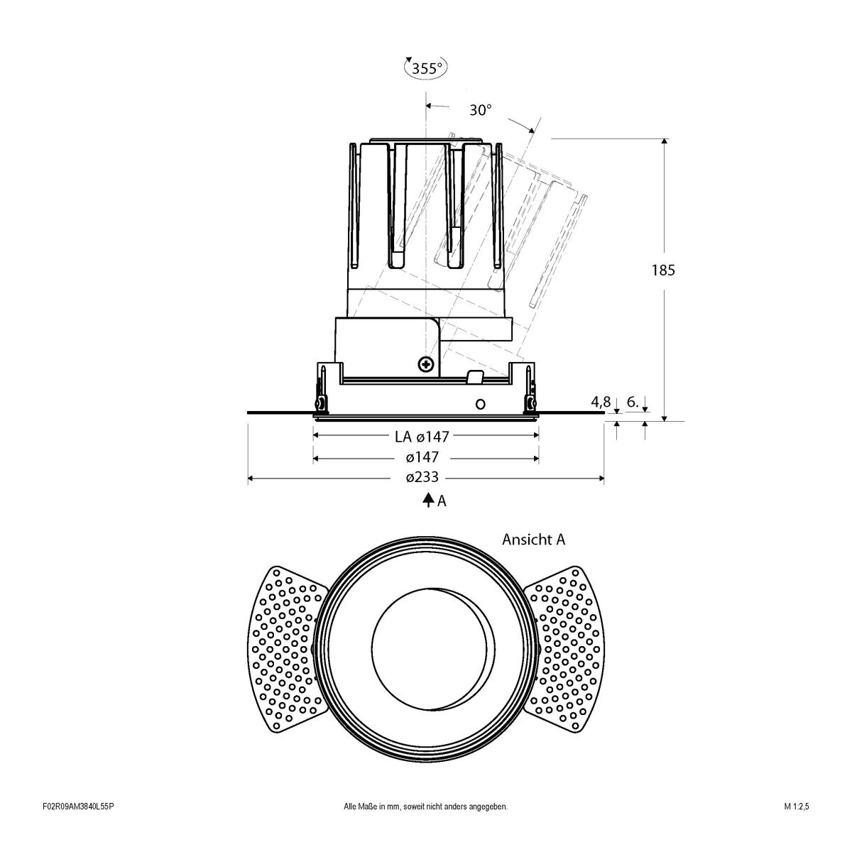 LED-Einbauleuchte modular F02R09AM3840L55P