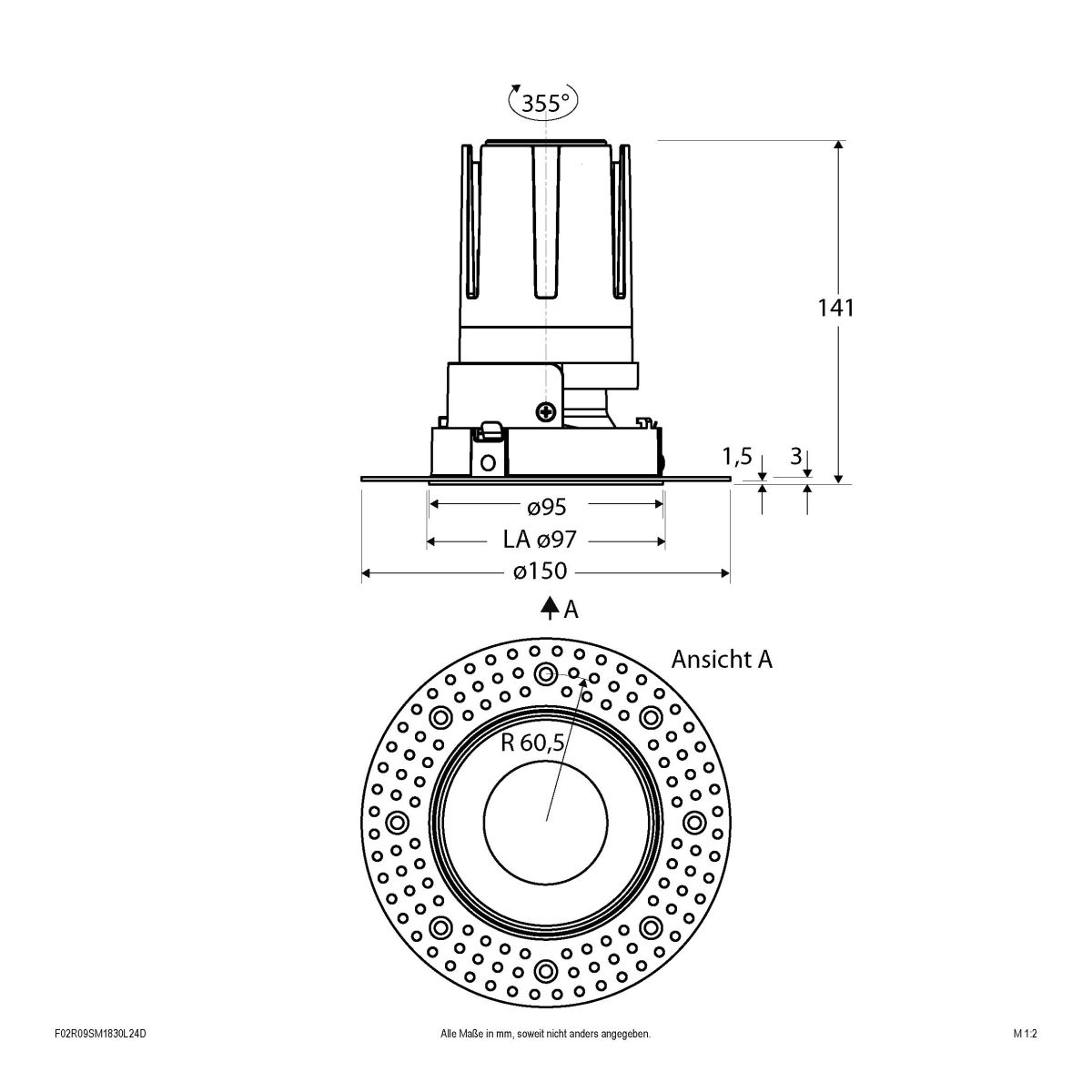 LED-Einbauleuchte modular F02R09SM1830L24D