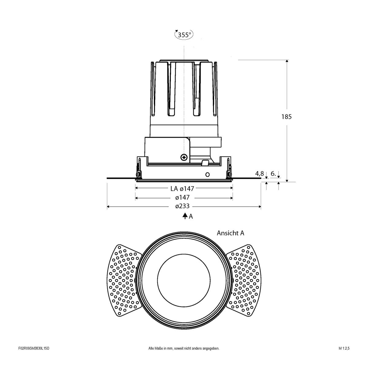 LED-Einbauleuchte modular F02R09SM3830L15D