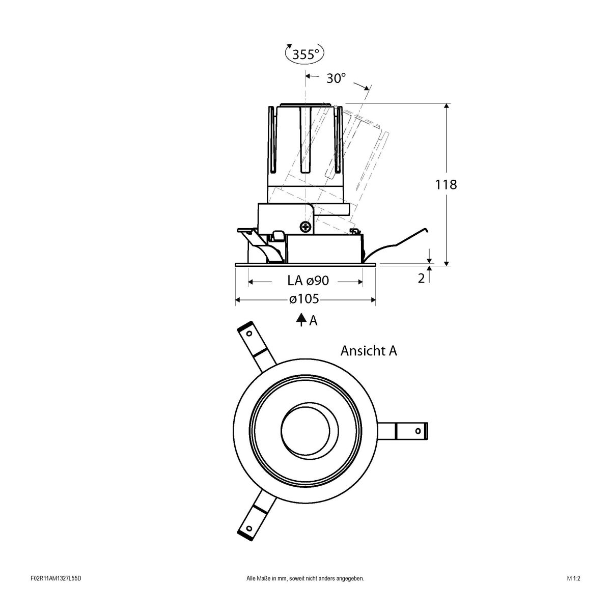 LED-Einbauleuchte modular F02R11AM1327L55D