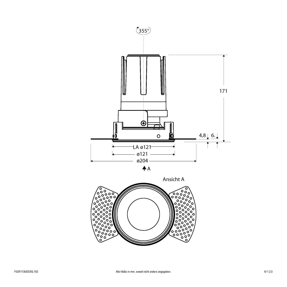 LED-Einbauleuchte modular F02R11SM2530L15D