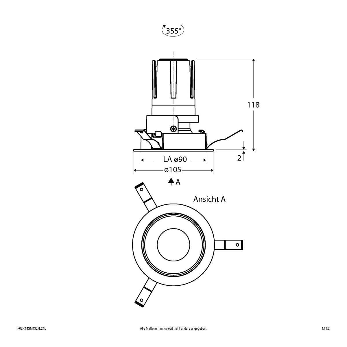 LED-Einbauleuchte modular F02R14SM1327L24D