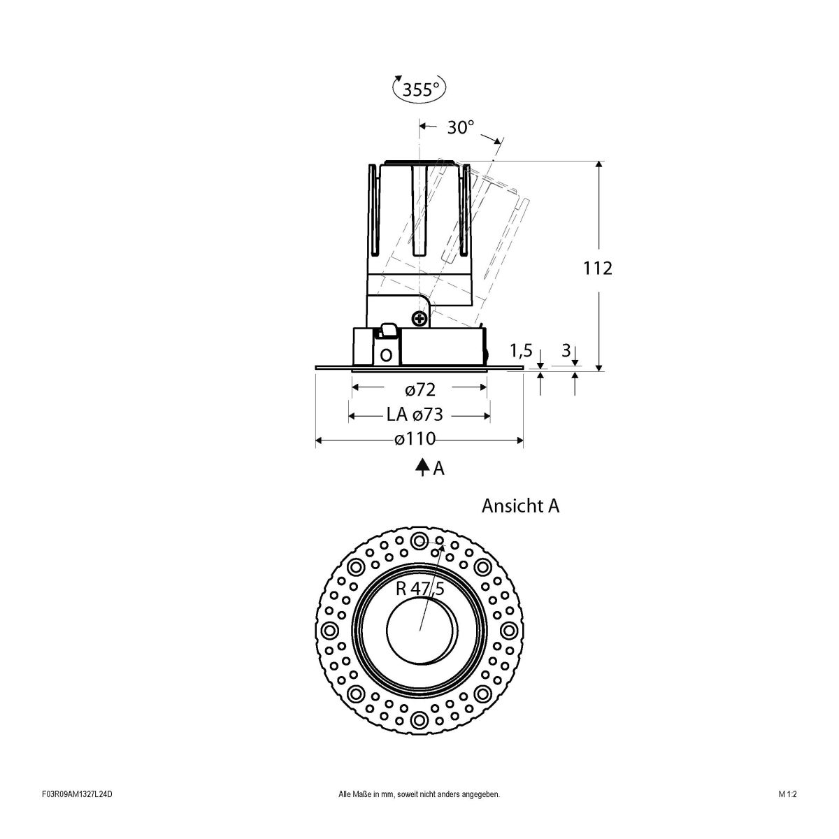 LED-Einbauleuchte modular F03R09AM1327L24D