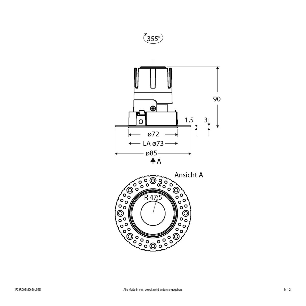 LED-Einbauleuchte modular F03R09SM0630L55D