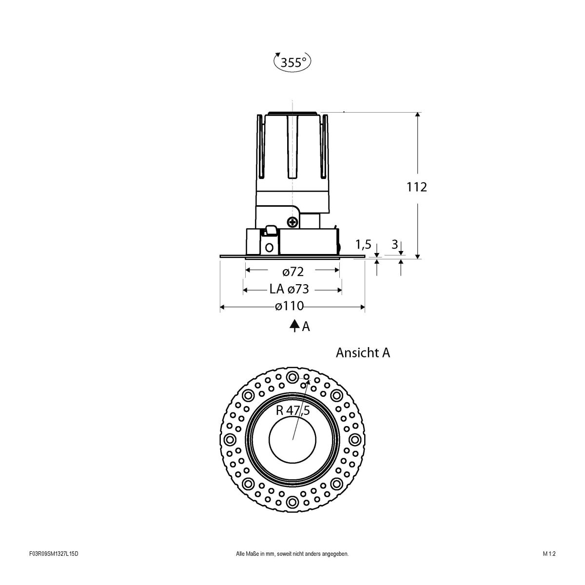 LED-Einbauleuchte modular F03R09SM1327L15D