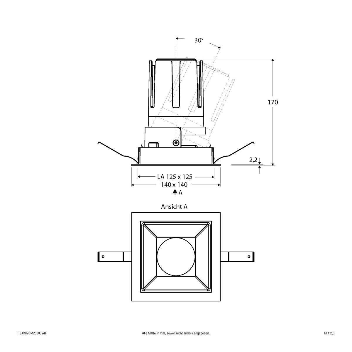 LED-Einbauleuchte modular F03R09SM2530L24P