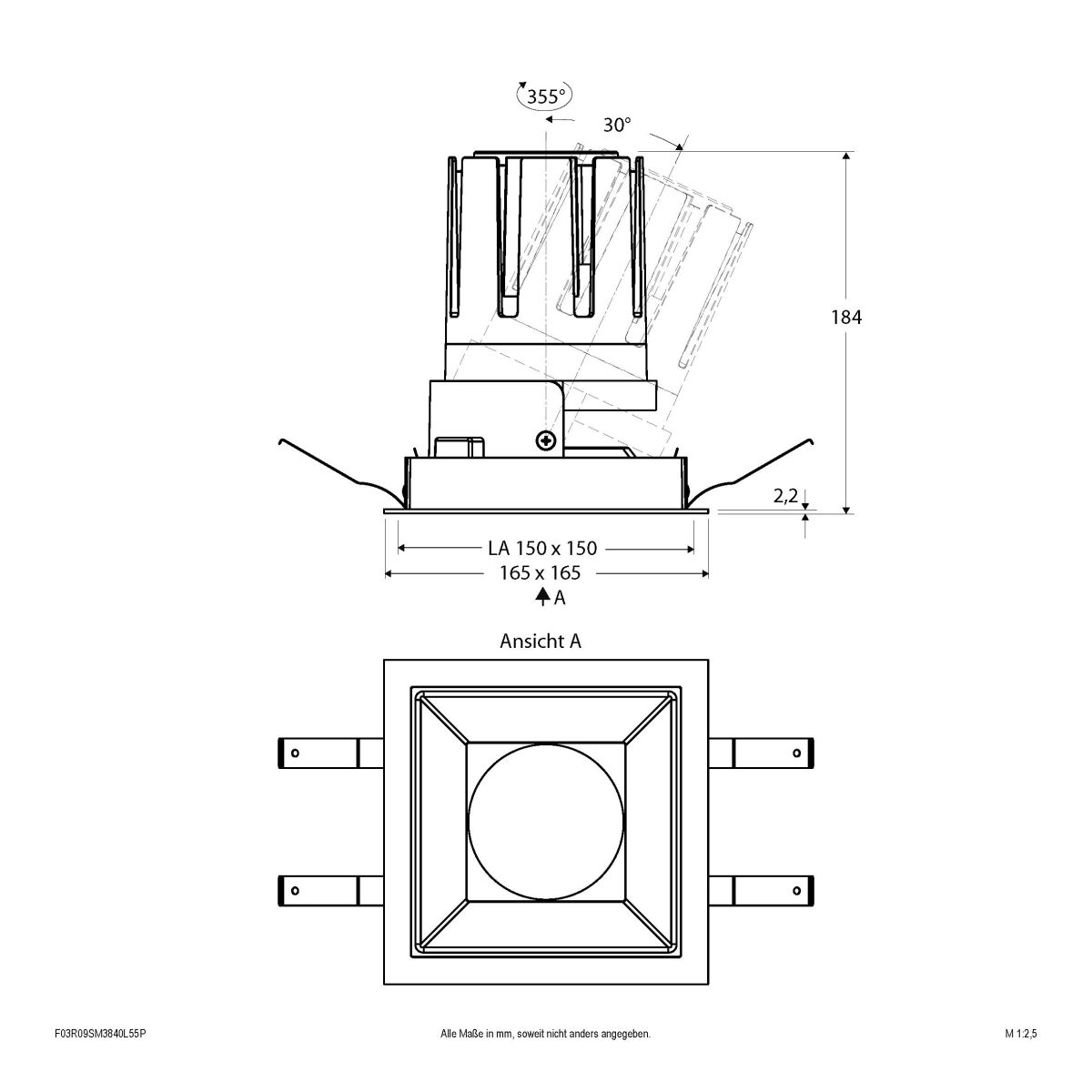 LED-Einbauleuchte modular F03R09SM3840L55P