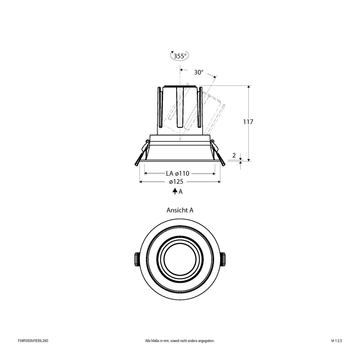 LED-Einbauleuchte modular F04R09SM1830L24D