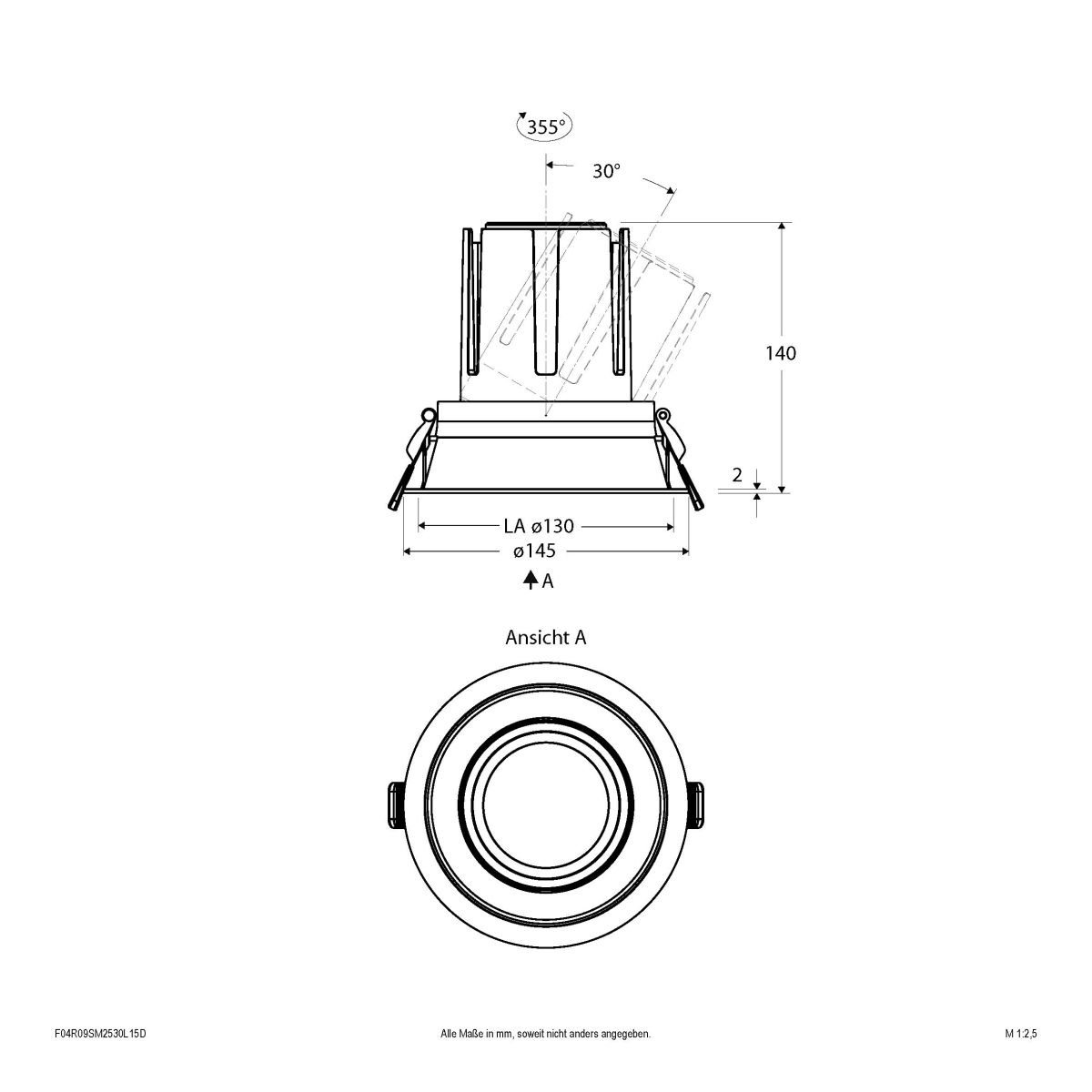 LED-Einbauleuchte modular F04R09SM2530L15D