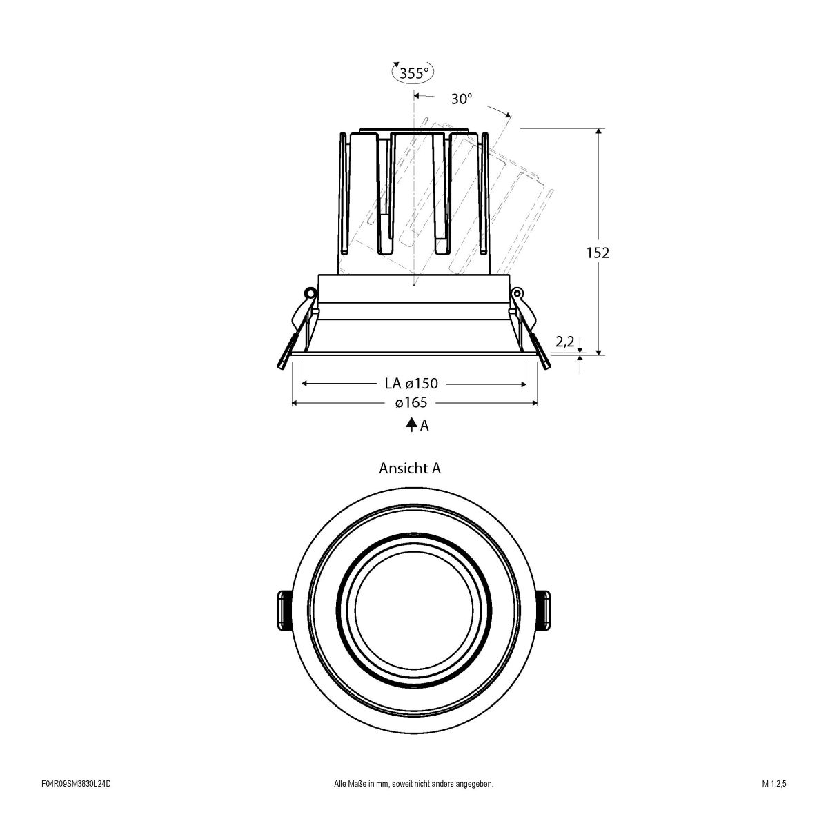 LED-Einbauleuchte modular F04R09SM3830L24D