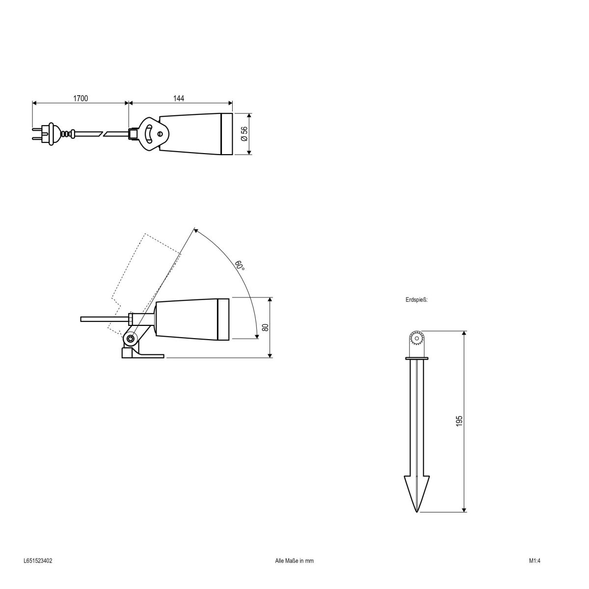 V4A-LED-Spot mit Erdspieß L651523402