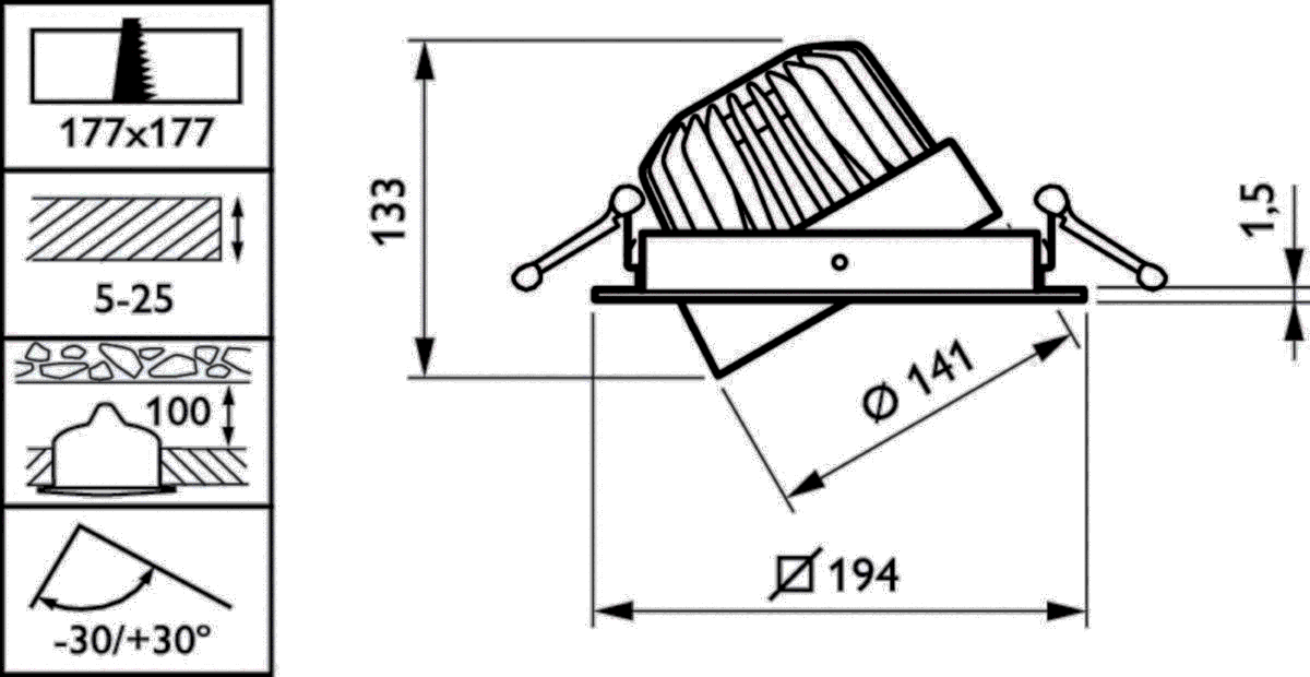 LED-Einbaustrahler GD301B 17S #97818100